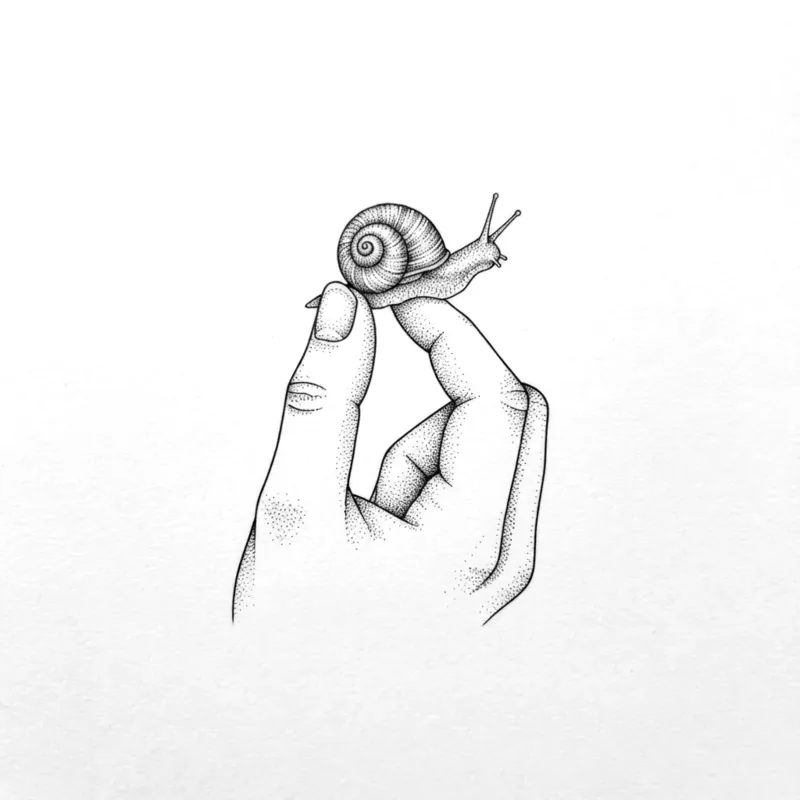 Snail on a finger, 8 cm