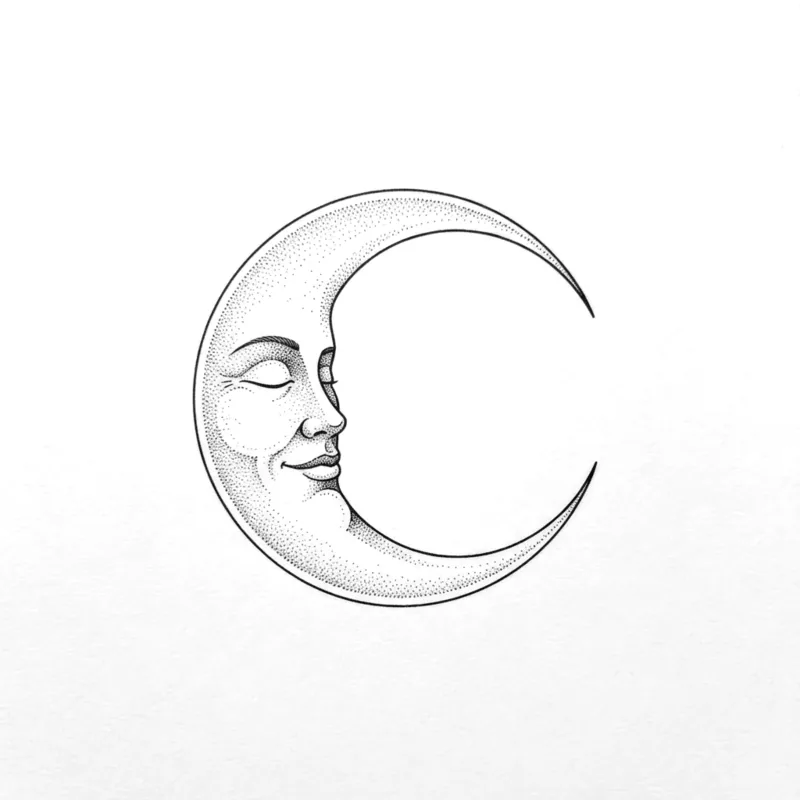 Crescent with a face, 7 cm