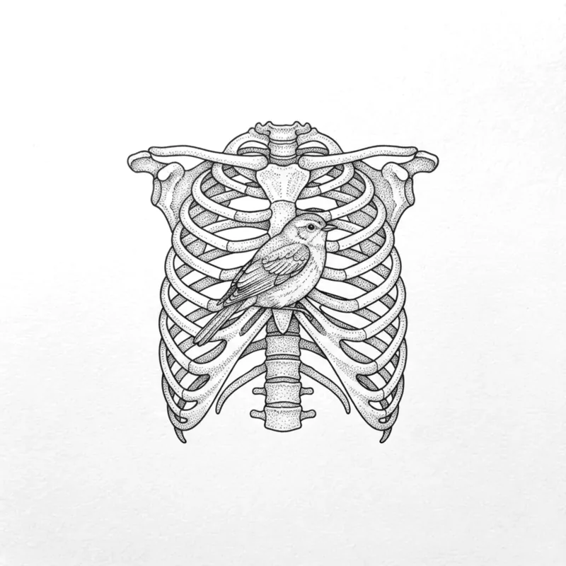 Rib cage and bird, 12 cm