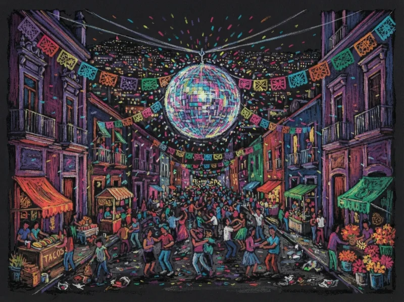 Mirror ball over the street
