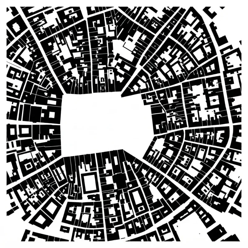 Figure-ground plan of the Zwaanshals block, Rotterdam-Noord