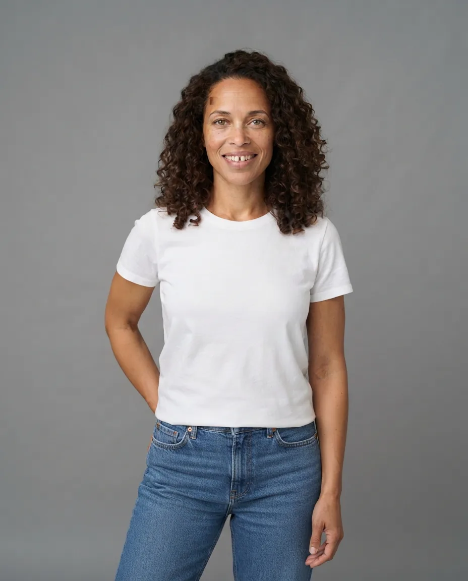 Tessa Marlow on a gray seamless at a casting